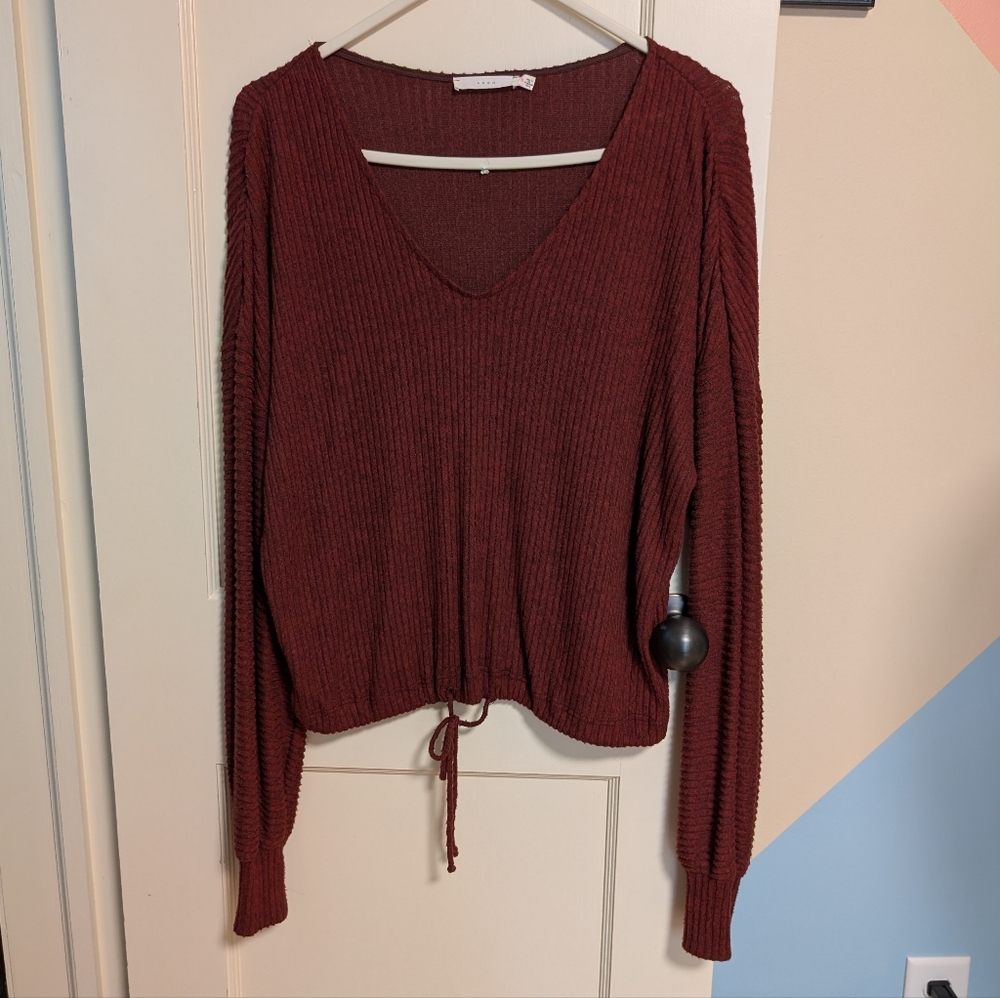 Lush Brown Ribbed Knit Top